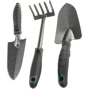 Garden Tool Set -Heavy Duty Carbon Steel Trowel, Transplanter,Hand Rake -3 Piece